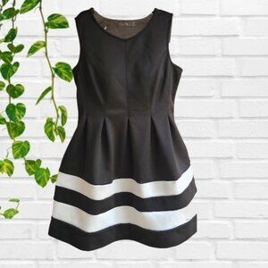Apt. 9 Black and White Sleeveless Pleated Mini Dress